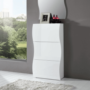 Cipelar Lux Bijeli – Uski Moderni Cipelar za Hodnik 71×121 cm, Visoki Sjaj