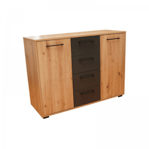 Komoda HELENA Divlji Hrast & Grafit – Komoda sa 4 Ladice