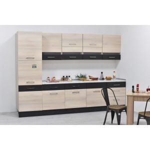 Blok Kuhinja UMA 1 Bež/Crna 2.4m – Moderna Kuhinja sa Poličarom