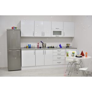 Gloss Bijela Blok Kuhinja 2.6m – Iveral + Radna Ploča 3.8 cm