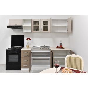 Kuhinja AMANDA 1 260 cm Bež/Orah – Blok Kuhinja od Iverala sa Radnom Pločom 2,8 cm