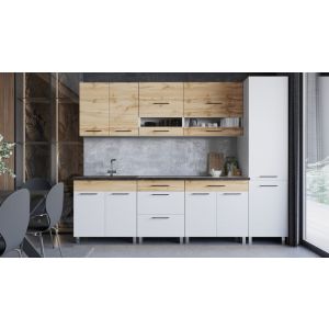Moderna Kuhinja Una 2,7m – Bijela/Drvo Dekor Kuhinjski Blok
