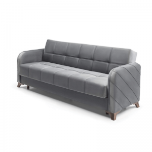 Trosjed na Razvlačenje Sivi 230x80x98 cm sa Škrinjom i Funkcijom Kreveta
