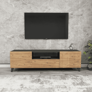 TV komoda 140 cm sa policama – bor/antracit