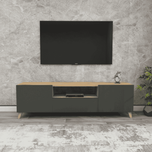 TV komoda JELA 140 cm – bor/antracit sa policama i vratima