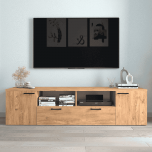 TV komoda NINA 180 cm – bijela/antracit/bor sa vratima
