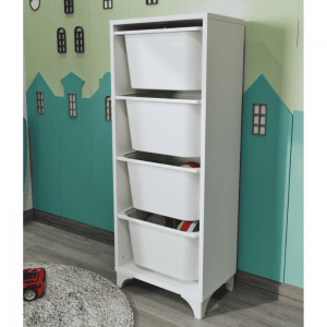 Višenamjenski ormarić sa 4 korpe – bijeli organizer za igračke, kupatilo i kuhinju