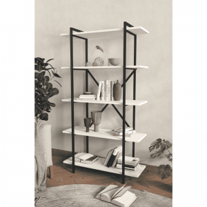 Dekorativna polica Teo sa 5 polica – bijela, 90x29,7x159,6 cm