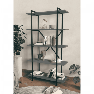 Polica TEO sa 5 nivoa – antracit, 90x29,7x159,6 cm