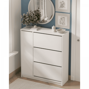 GALA bijeli cipelarnik sa policama i 3 preklopna vrata 105,2x35,4 cm