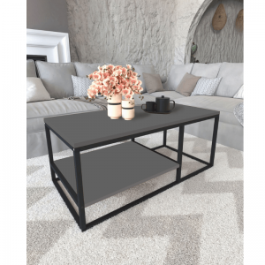 Klub sto MINA antracit 105x50 cm – moderni metalni klub sto sa policom