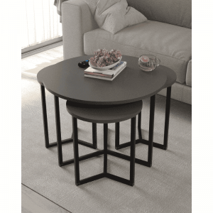 Klub stolovi JANA antracit set 4 u 1 – moderni industrijski stolići (veliki + 3 mala)