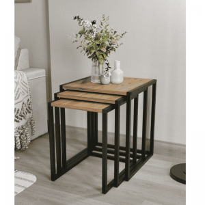 Klub stolovi DONA bor set 3 u 1 – metalni nesting stolići (mali, srednji, veliki)