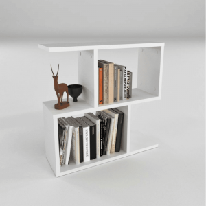 Pomoćni sto SIA bijeli sa policama – mali bočni stolić za knjige