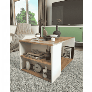 Klub sto LUA bor-bijela – moderni stolić sa policama za odlaganje