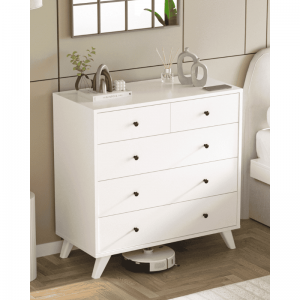 Komoda SEA bijela sa 5 ladica – moderna komoda za odlaganje