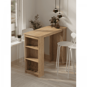 Barski sto BIS safir-hrast – kuhinjski ostrvski sto sa policama