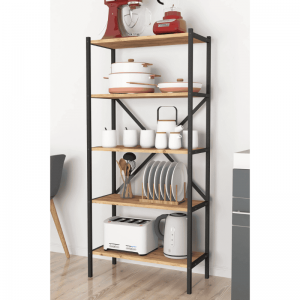 Metalni kuhinjski organizator sa 5 polica – hrast/antracit