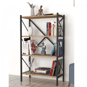Metalna biblioteka sa 4 police – hrast/antracit