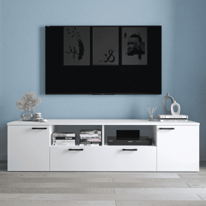 Velika TV komoda 180 cm – bijela/antracit/bor