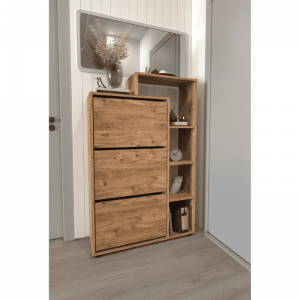 Lego cipelarnik sa policama i 3 preklopna vrata – drvo dekor