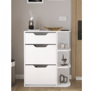 SARA bijeli cipelarnik sa 2 preklopna pretinca i ladicom