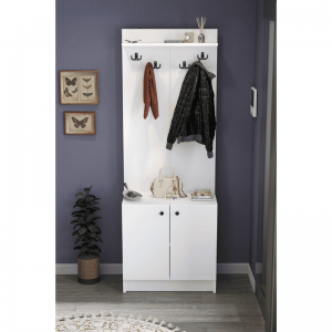 Cipelarnik ADA bijeli sa vješalicom i ormarićem za hodnik