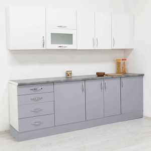 Kuhinja GLOSS I 260 cm – Bijela/Siva Sjaj, Iveral, Blok Kuhinja