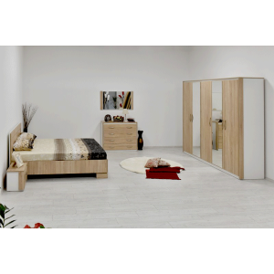 KOMPLETNA Spavaće Sobe KALA ormar sa ogledalom + krevet + komoda + 2xnoćnik