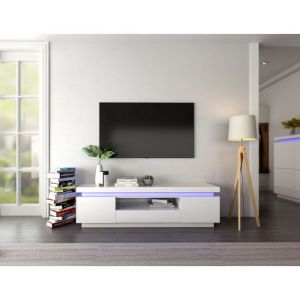 Bijela komoda za TV visoki sjaj  sa LED rasvjetom HTTV-15