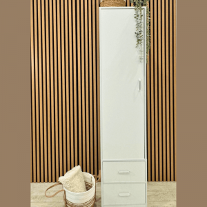 Ormar Neo ZLV Pro - 07 - Jednokrilni Bijeli Ormar sa 2 Ladice i Vješalicama