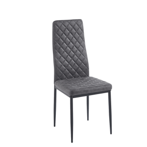 Trpezarijska stolica Tea Diamond – siva, velvet tkanina, moderna prošivena stolica za trpezariju