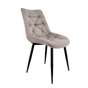 Trpezarijska Stolica ALIA – Luksuzna Tkanina i Crne Metalne Noge