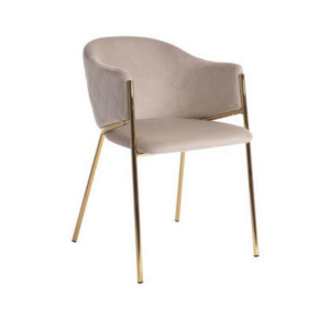 Stolica IRA bež – Elegantna tapacirana stolica sa zlatnim nogama
