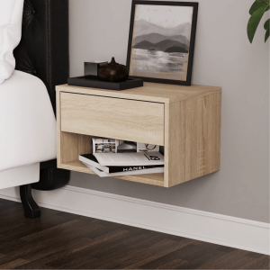 Noćni ormarić MIA - moderni zidni ormarić sa policom i ladicom, 45×27.5×30 cm