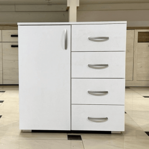 LION 4F1K Bijela Komoda 80cm – 4 ladice + ormar