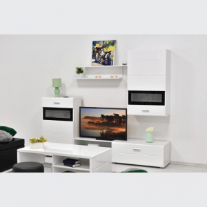 Regal SLATE 2 Bijeli – Moderni TV Regal sa Policama i Gornjim Elementom