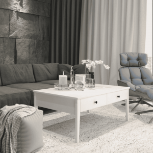 Klub sto Linea – bijeli klub sto sa ladicama 120 cm