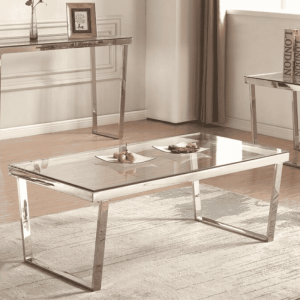 Klub sto Viro – stakleni klub sto s inox konstrukcijom 120x60 cm