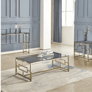 Klub sto Alea – stakleni klub sto sa zlatnom inox konstrukcijom