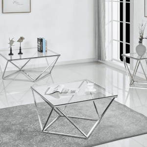 Klub sto Flux Square – stakleni klub sto sa inox konstrukcijom